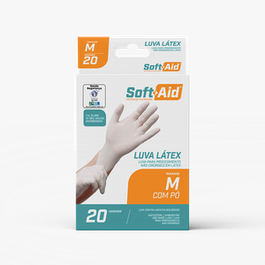 Luva de Látex com Pó - M - 20 un - Soft Aid