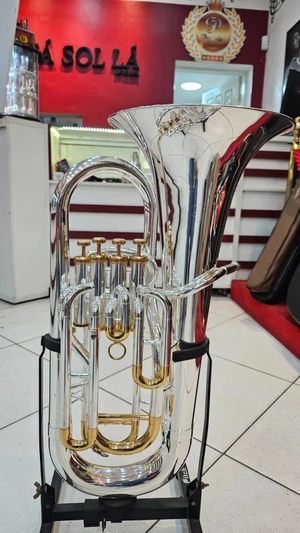 (Sob Encomenda) Eufônio Bombardino 4 Pistos Sib NOVO Prata com Ouro!