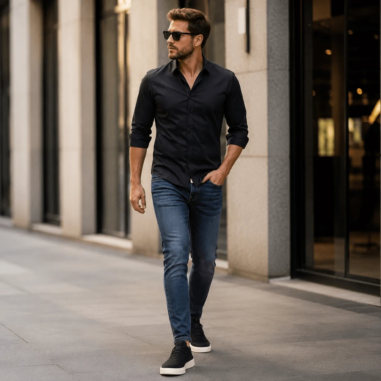 Homem usando t&ecirc;nis casual masculino Shore Knit Ferr confort&aacute;vel para trabalho, passeio e dia a dia