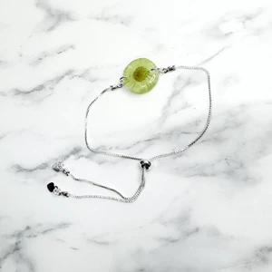 Pulseira Banhada Margaridinha Verde - Peça Única