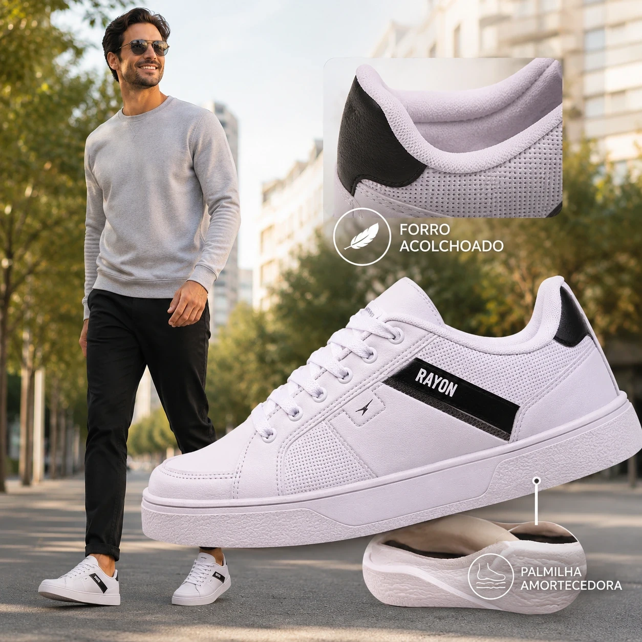 T&ecirc;nis Casual Rayon R21 Ferr Preto Masculino para trabalho, passeio e dia a dia