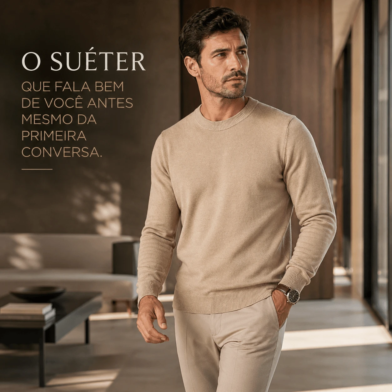 Su&eacute;ter Masculino Versatto Ferr premium com modelagem elegante para trabalho, passeios e ocasi&otilde;es especiais.