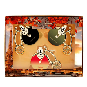 Conjunto Miniaturas 3 Mont'anne Parfums - Black Sight Luxe + Odoratus Femme Luxe + Ocupletis Luxe - 25 ml