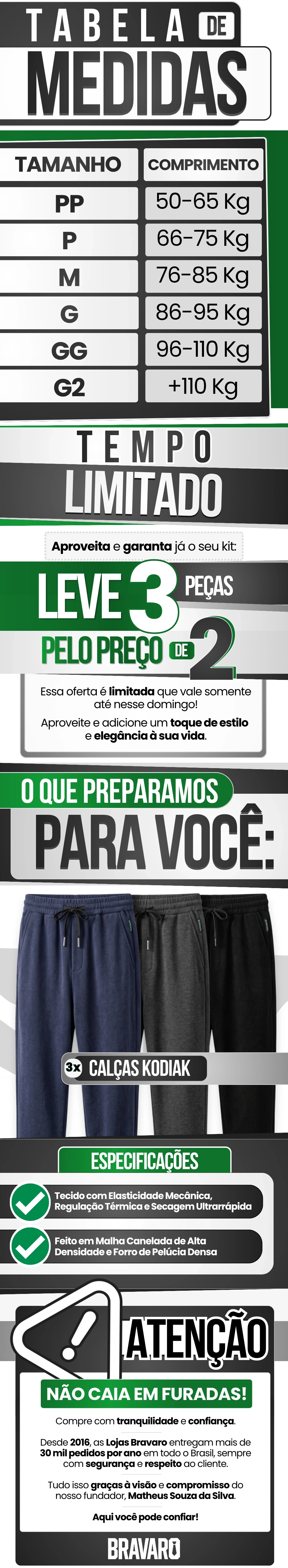 Especifica&ccedil;&otilde;es completas e guia de tamanhos
