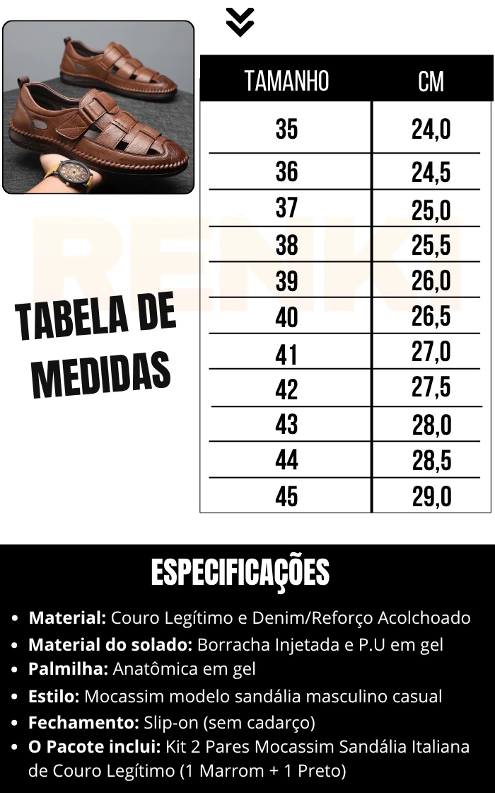 Tabela de tamanhos