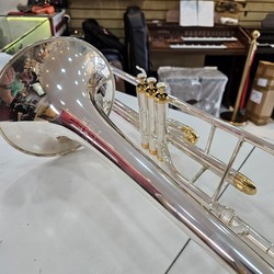(Sib) Trombone Weril F670 Sib Seminovo Prata com detalhes ouro