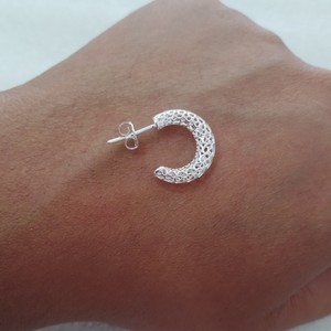  Brincos Coração M Vazado Prata