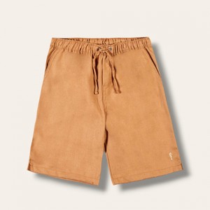 BERMUDA EM LINHO CAMEL ONDA MARINHA CARAMELO 1233098 