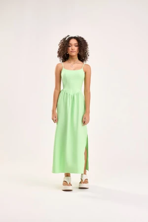 VESTIDO CRIS LONGO VERDE CLARO FENDA TEEN BOBBYLULU B26165