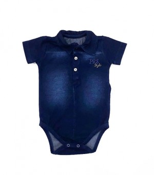 BODY MEIA MANGA AZUL JEANS PARAÍSO BABY 9837 