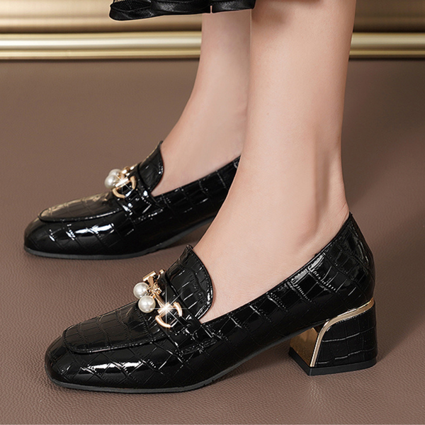 Sapato de Salto em Croco e Couro Macio | Dara