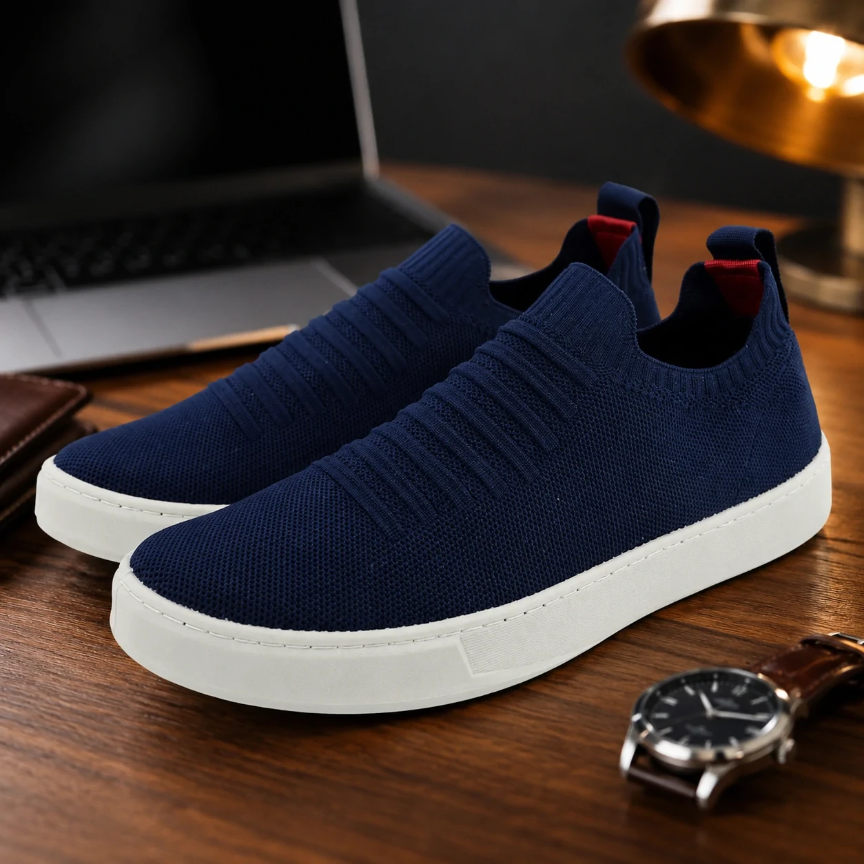 Detalhe do tecido knit respir&aacute;vel t&ecirc;nis masculino Ferr leve e ventilado