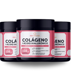3 potes do Colágeno Verisol + Ácido Hialurônico + Vitamina C