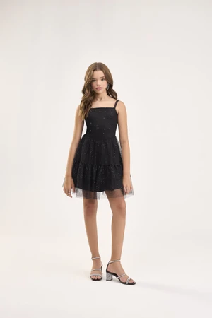 VESTIDO BILLIE DE TULE FESTA PRETO BOBBYLULU  B26406