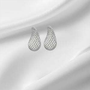 Trio de Brincos Gota Vazado Médio Prata