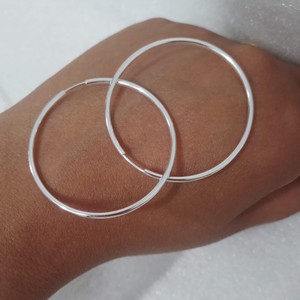 Brinco Argola Redonda Lisa 4cm Prata 925