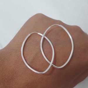 Brinco Argola Oval 3,5cm Prata 925