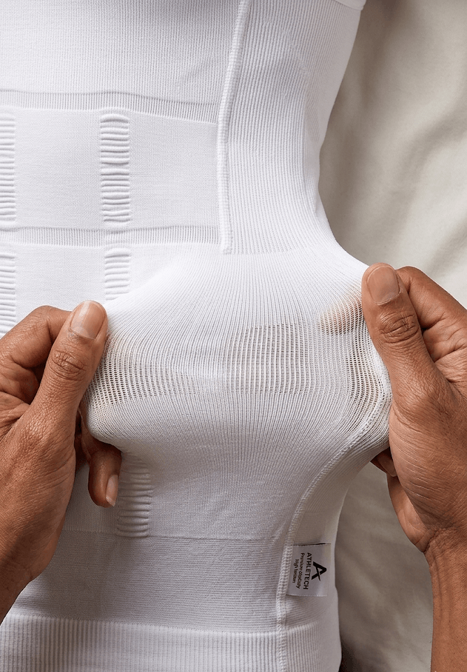 tecido de camiseta modeladora el&aacute;stica mostrando qualidade e compress&atilde;o