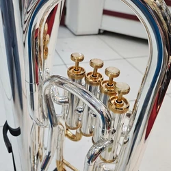 (Sob Encomenda) Eufônio Bombardino 4 Pistos Sib NOVO Prata com Ouro!