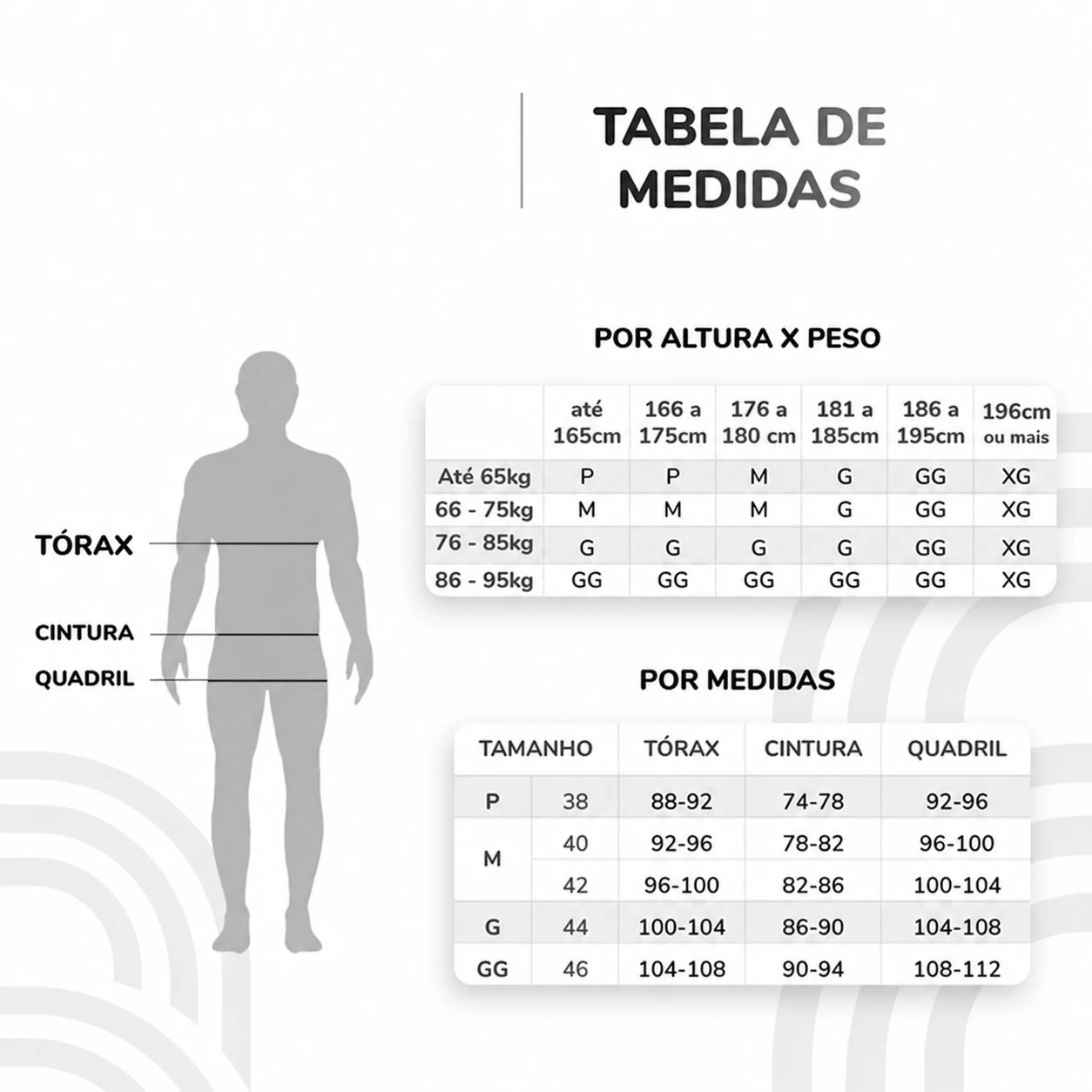 Tabela de medidas da Camisa Masculina Elegance