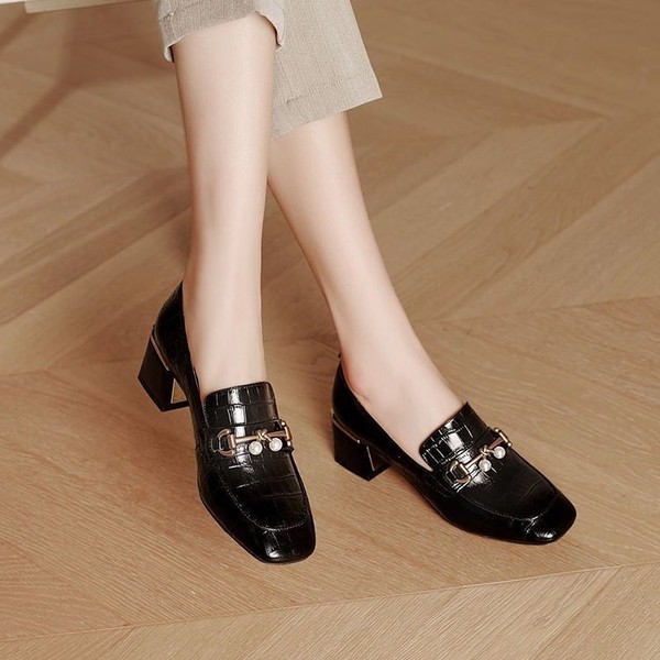 Sapato de Salto em Croco e Couro Macio | Dara