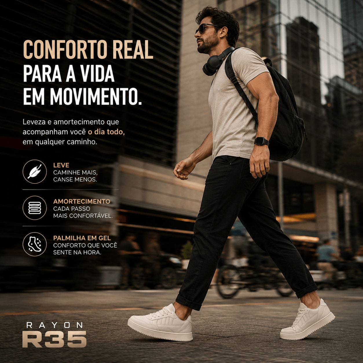 T&ecirc;nis masculino confort&aacute;vel Ferr Rayon R35 ideal para trabalho e passeio