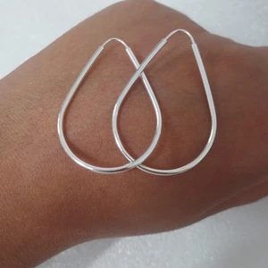 Brinco Argola Gota 3,5cm Prata 925