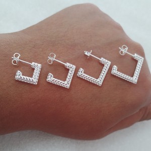 Quarteto de Brincos Quadrado Vazado Prata