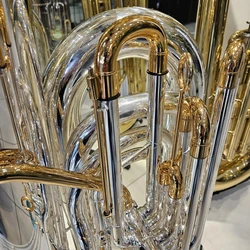 (NOVA) Tuba HS TB1 5/4 Sib Prata com Detalhes Ouro
