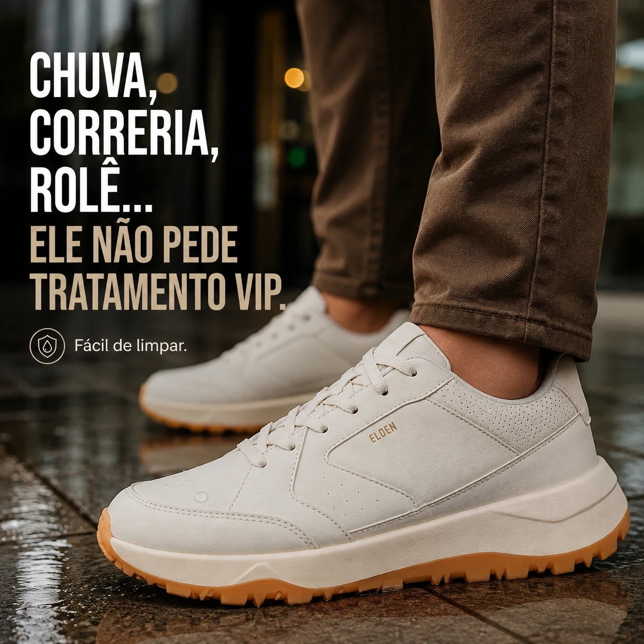 T&ecirc;nis casual masculino Elden E08 Ferr todo preto com solado tratorado