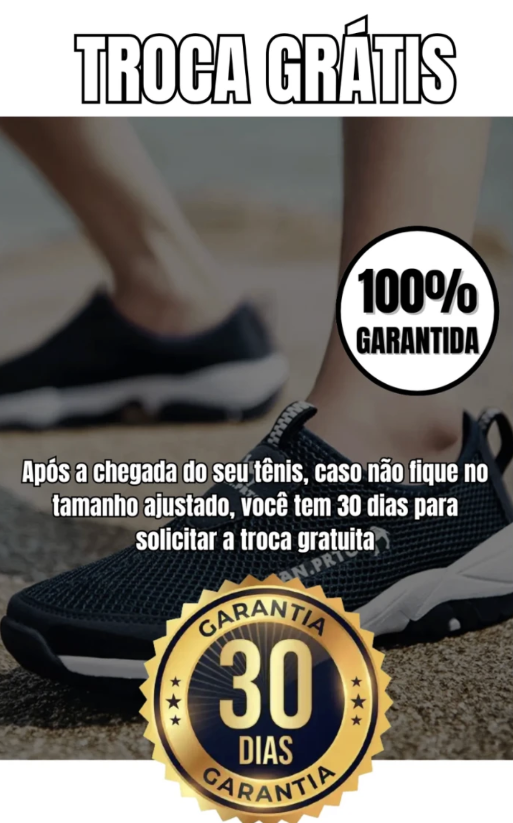 Troca gratuita e garantia do t&ecirc;nis masculino