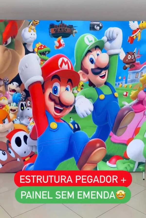 Painel Sublimado com Estrutura Regulável – Mário bros 