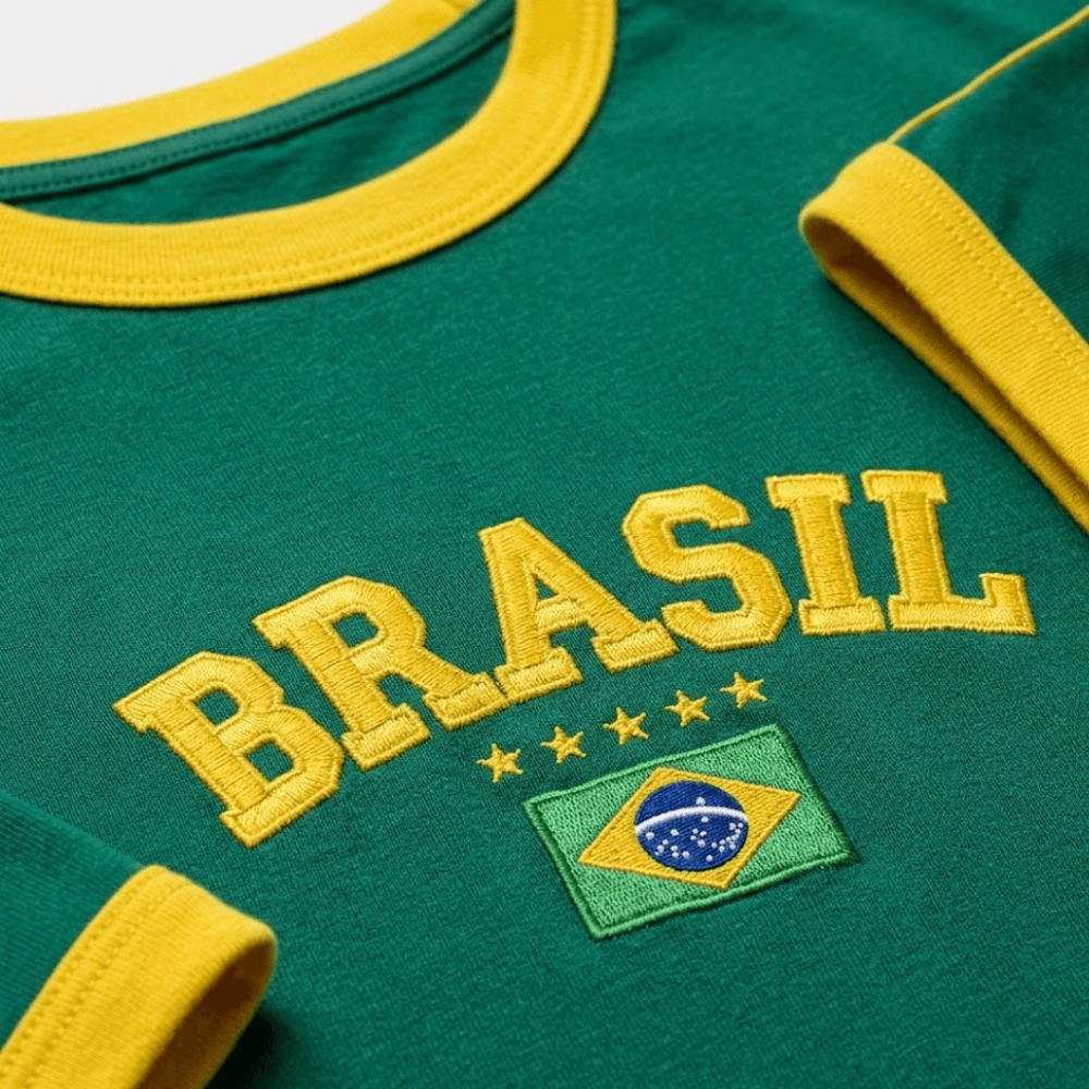 camiseta Brasil masculina bordada comprar online, camisa amarela sele&ccedil;&atilde;o brasileira confort&aacute;vel e estilosa