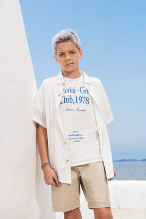 5114 BERMUDA VERÃO DE SARJA MASCULINO COR- BEGE RICOO FUN 