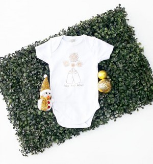 65916 BODY BABY MANGA CURTA ANO NOVO PINGO LELE DOURADO