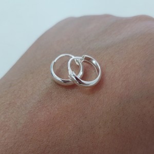 Brinco Argolinha Redonda Lisa 1cm Prata 925