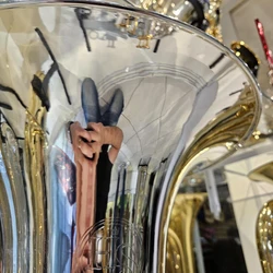 (NOVA) Tuba HS TB1 5/4 Sib Prata com Detalhes Ouro