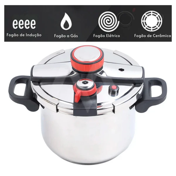 [Leve 2 Pague 1] Panela de Pressão TurboChef Aço Inoxidável - À Prova De Explosões + BRINDE: Kit Utensílios 6