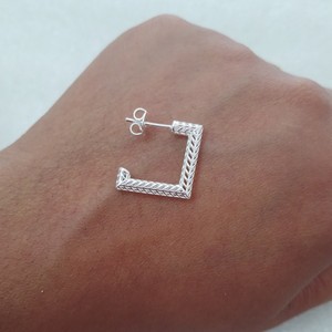  Brincos Quadrado G Vazado Prata