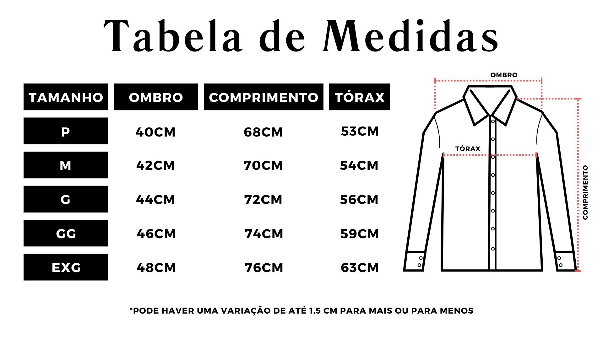 Tabela de medidas