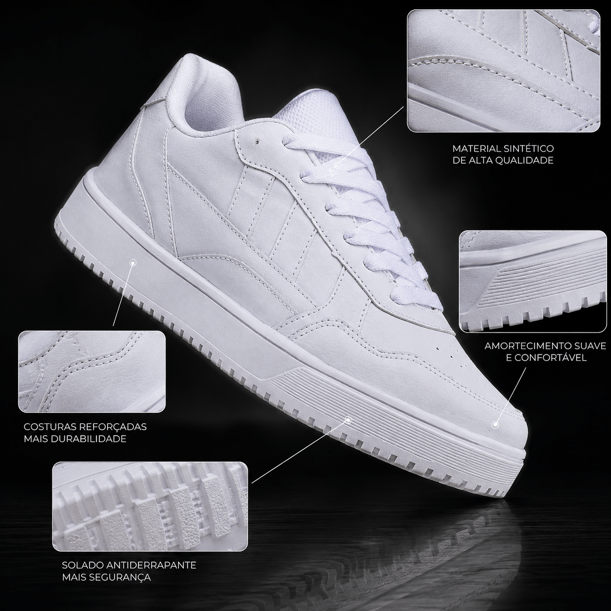 Detalhes do t&ecirc;nis Ferr Rayon R35 com solado antiderrapante e material premium