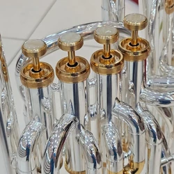 (Sob Encomenda) Eufônio Bombardino 4 Pistos Sib NOVO Prata com Ouro!