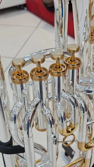 (Sob Encomenda) Eufônio Bombardino 4 Pistos Sib NOVO Prata com Ouro!