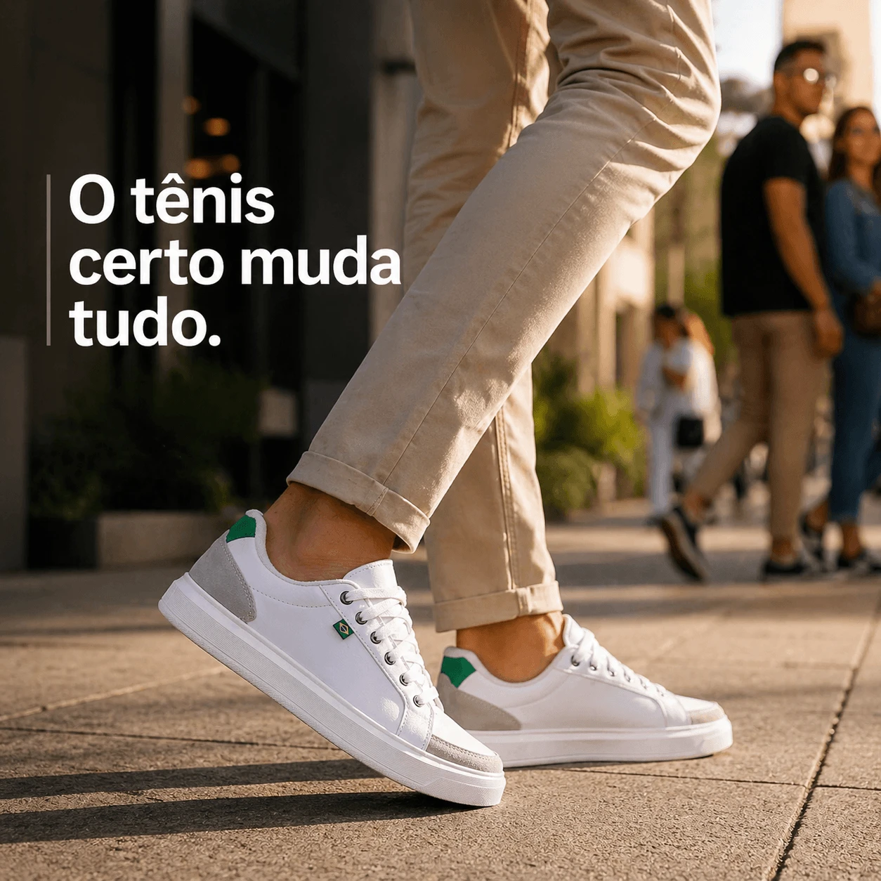 Tenis casual marculino de couro do brasil