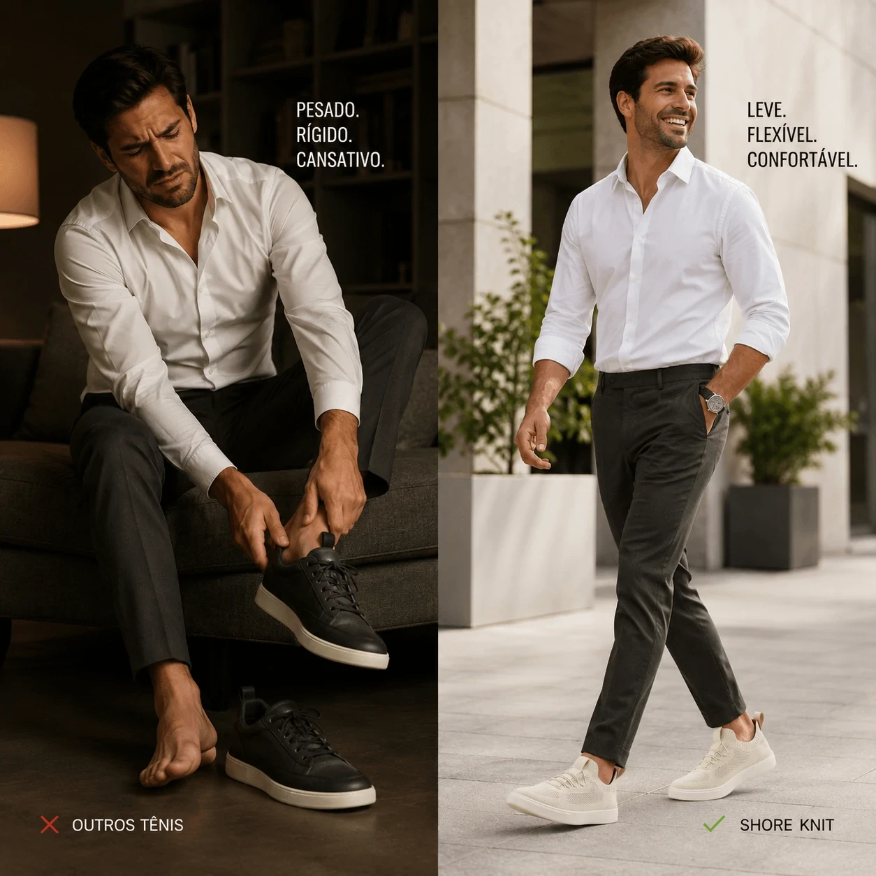 T&ecirc;nis casual masculino Shore Knit Ferr combinando conforto, design moderno e visual elegante