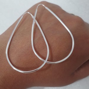 Brinco Argola Gota 6cm Prata 925