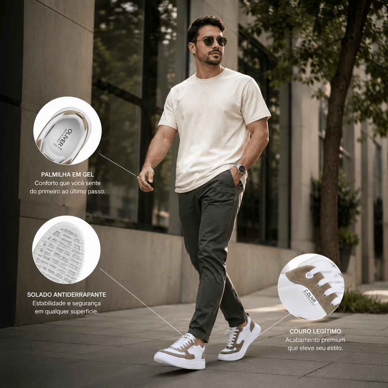 Solado antiderrapante robusto do t&ecirc;nis casual masculino Oliver Queen Ferr