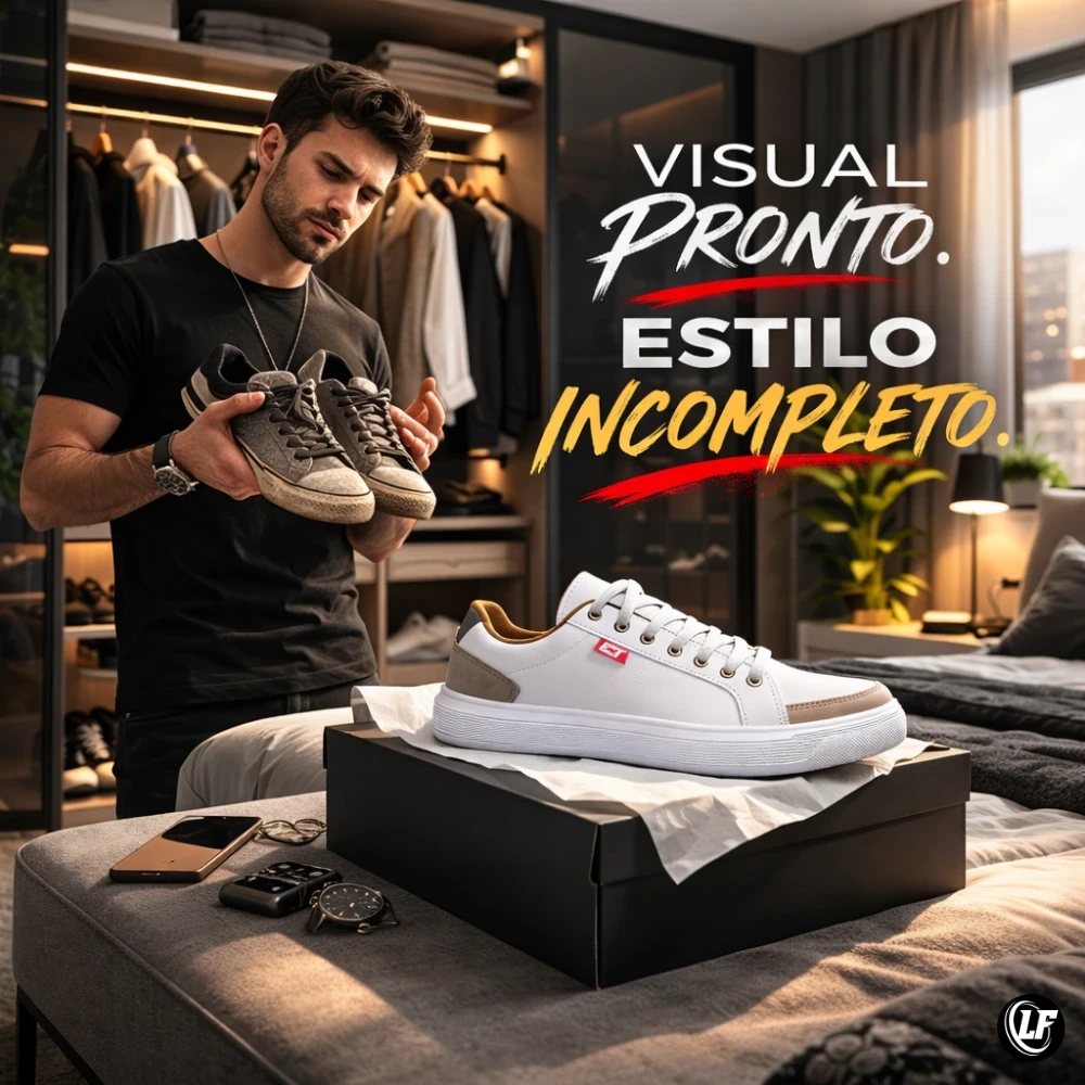 T&ecirc;nis Casual de Couro Masculino