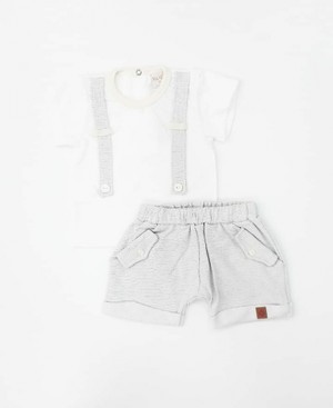 2203013 CONJUNTO CAMISETA  E SHORT VERDE LISTRADO BELA  FASE