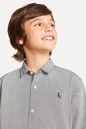 73097 CAMISA MINI OXFORD ML CINZA RESERVA 